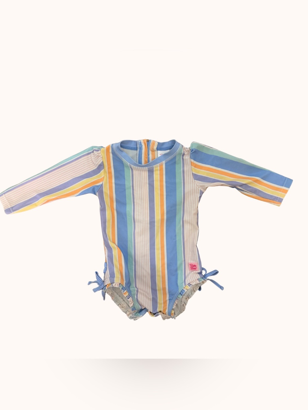 Ruffle Butts Long Sleeve One-Piece Swimsuit - Blue, Yellow, Green, Cream